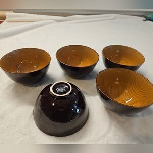Vintage Gibson Dark Brown Stoneware Ovensafe Bowls (Set Of 5)